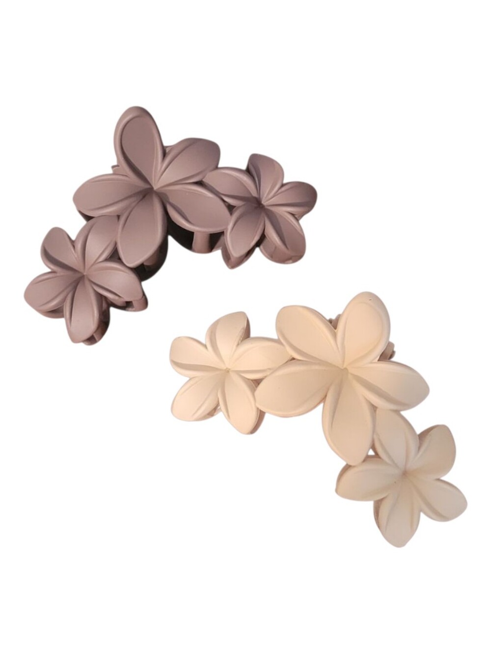 Chic Floral Hair Clips – Cream & Brown – V-shape Floral NWOT